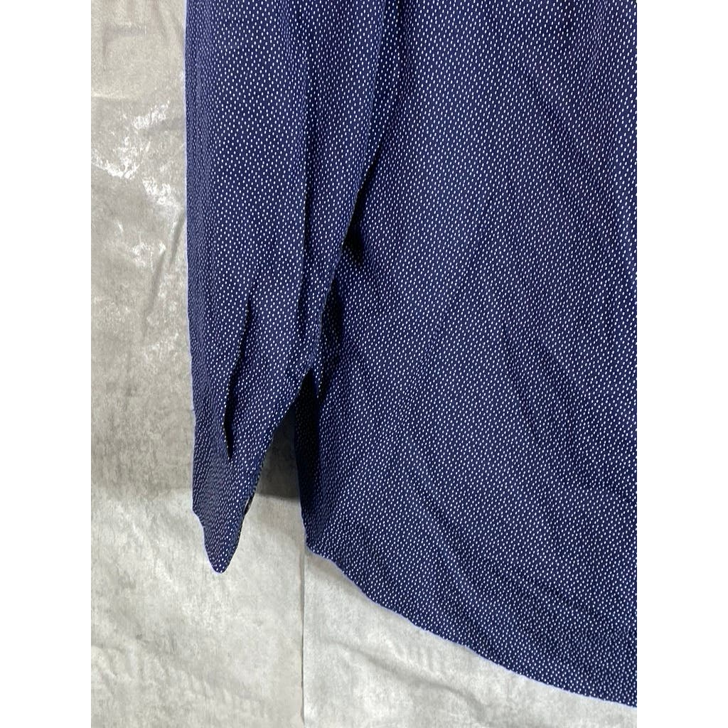 TOMMY HILFIGER Men's Navy Dot 100's 2-Ply Button-Up Long Sleeve Shirt SZ XL