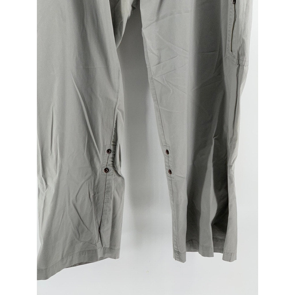 CHICO'S Women's Gray Solid Straight Leg Roll-Hem Pants SZ 3(XL)
