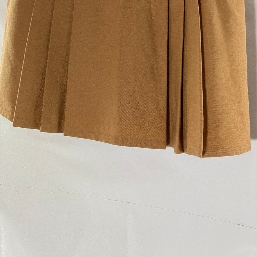 UNBRANDED Women's Academia Brown Button Pleated Mini A-Line Skirt SZ S