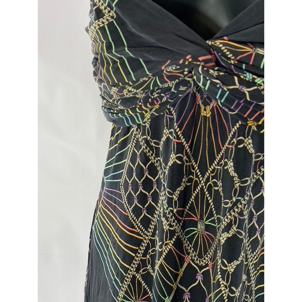 MARA HOFFMAN Women's Black/Multi Printed Halter Backless Maxi Dress SZ S