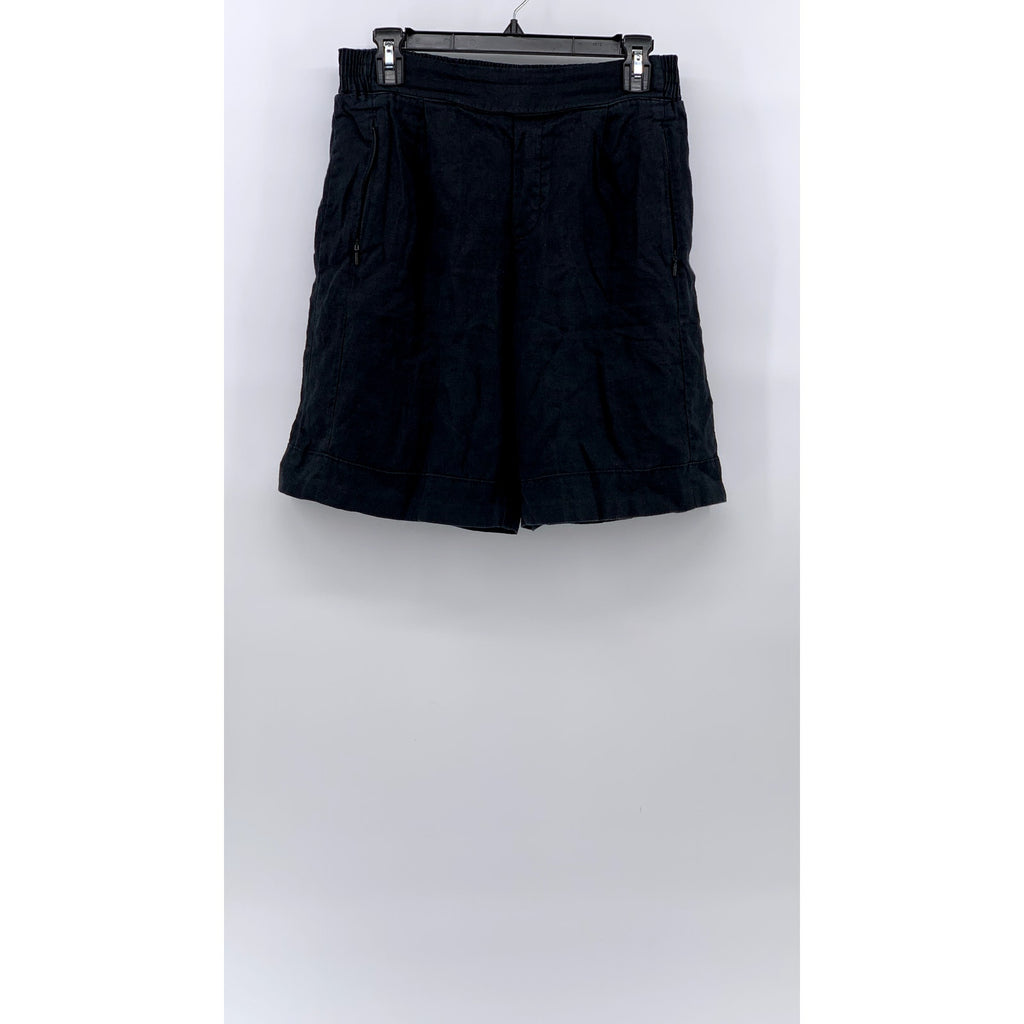 ATHLETA Women's Washed Black Playa Linen Bermuda Pull-On Casual Shorts SZ 8