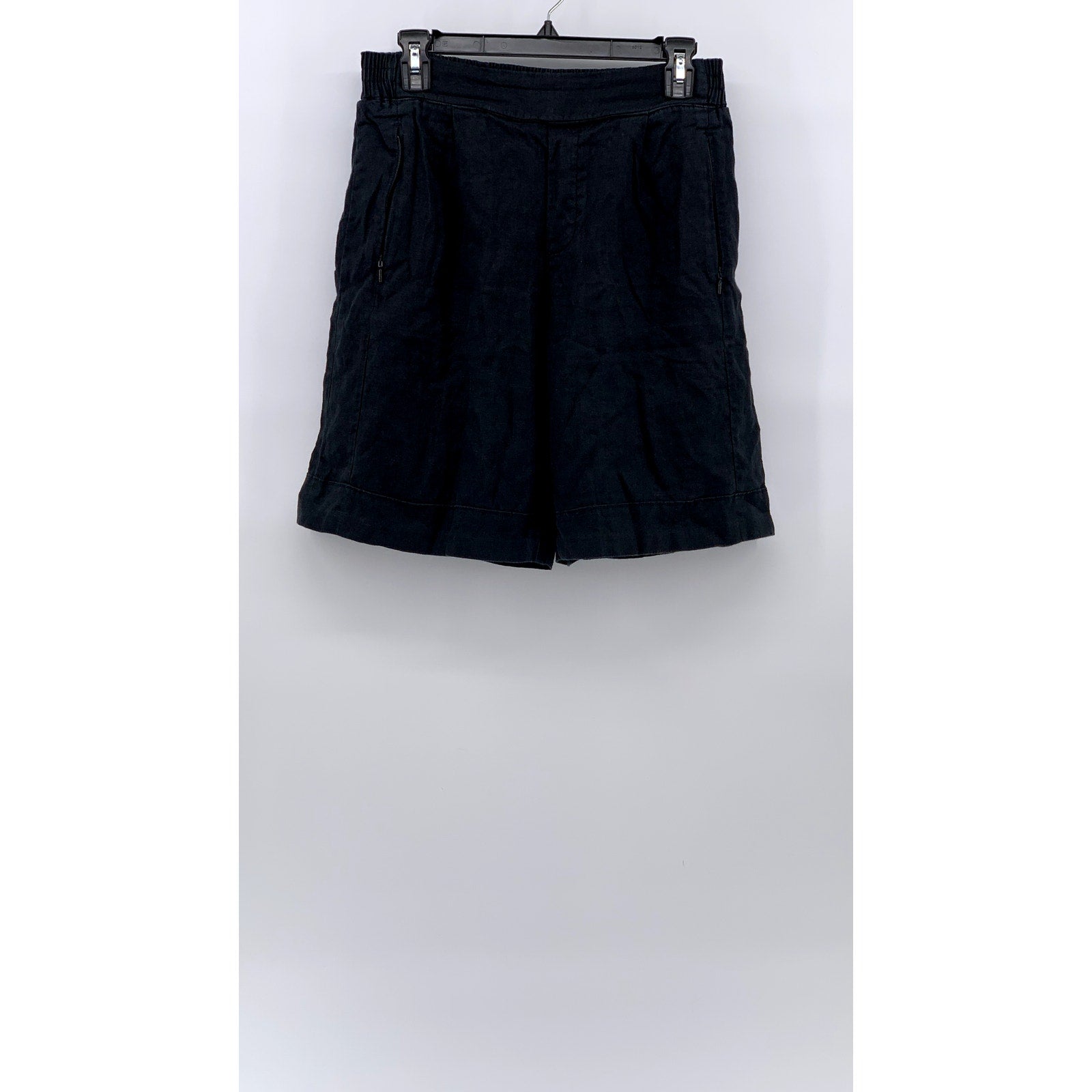 ATHLETA Women's Washed Black Playa Linen Bermuda Pull-On Casual Shorts SZ 8