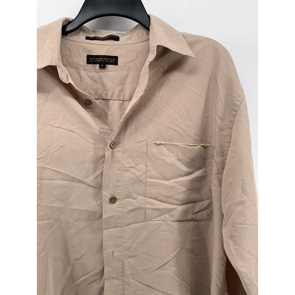 METROPOLITAN By LORD & TAYLOR Men's Beige Button-Up Long Sleeve Shirt SZ M