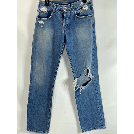 CARMAR DENIM Women's Blue Ripped Straight-Leg Jeans SZ 27