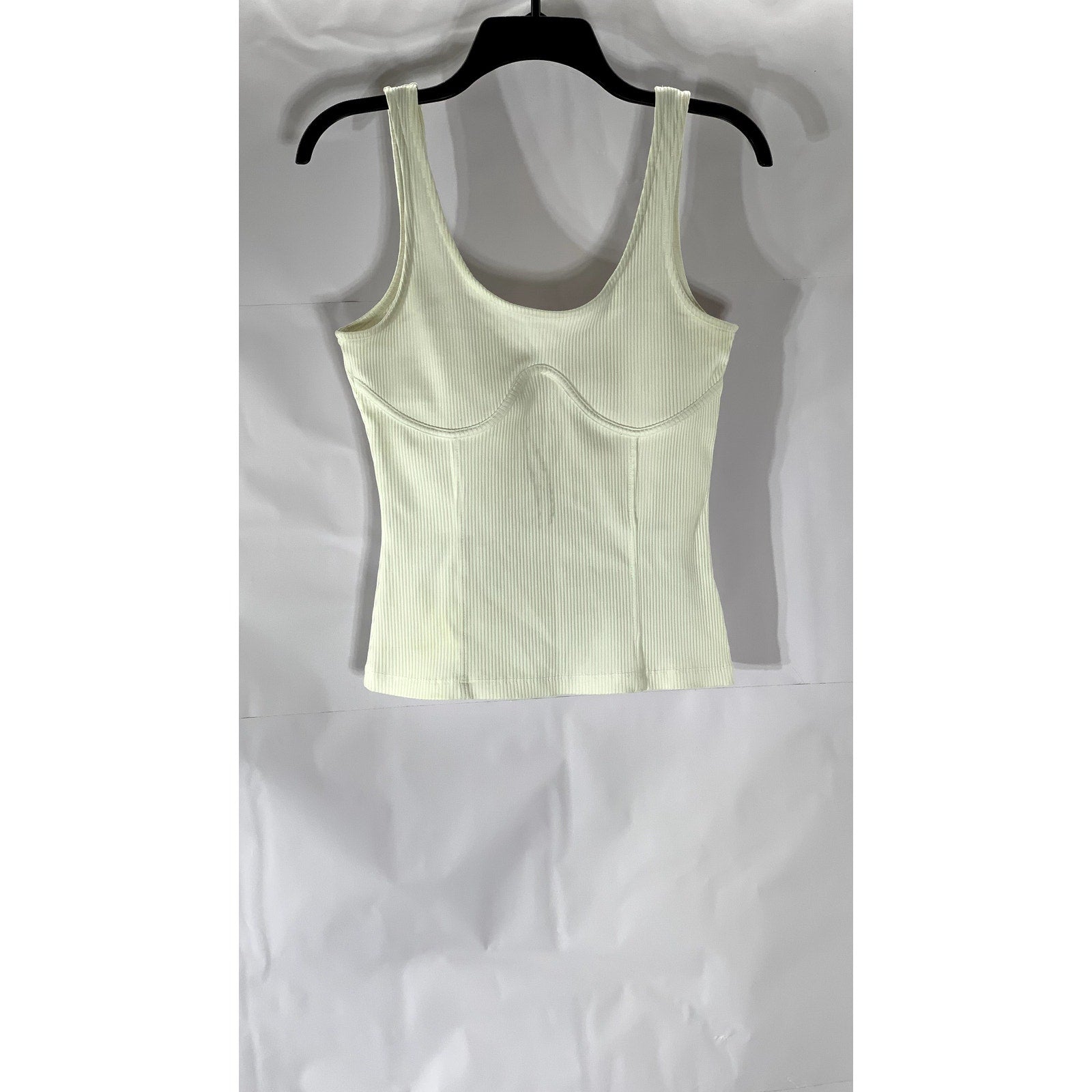 PIMKIE COLLECTION Women's White Ribbed Scoop-Neck Tank Top SZ 6-8(UK-M)
