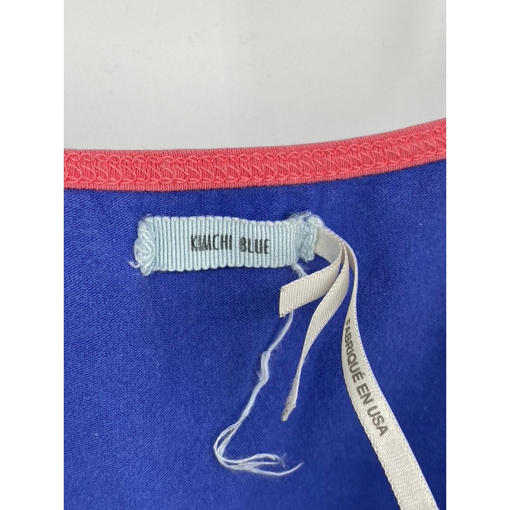 KIMCHI BLUE Women’s Blue-Pink Square-Neck Sweetie Unicorn Graphic Tank Top SZ L