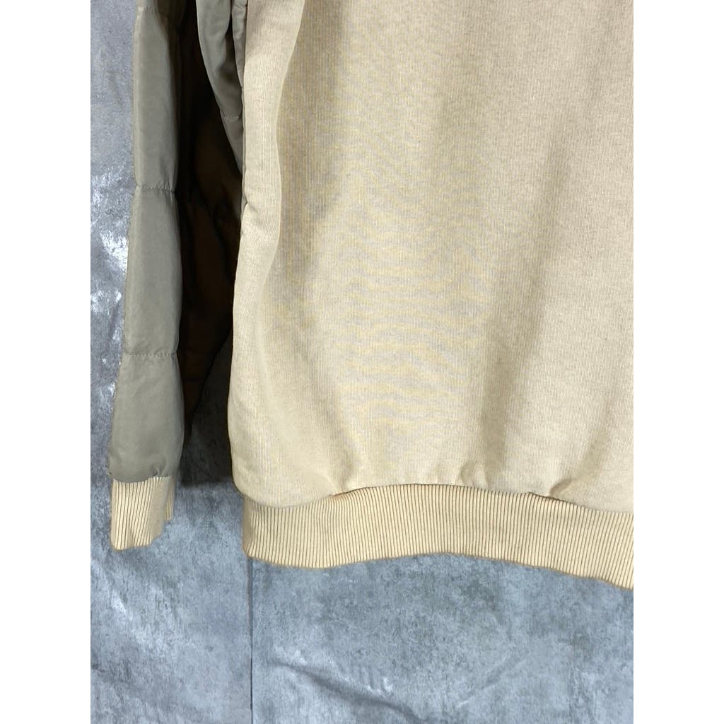 MAN BOOHOOMAN Men's Tan Colorblock Sleeve Pullover Hoodie SZ L