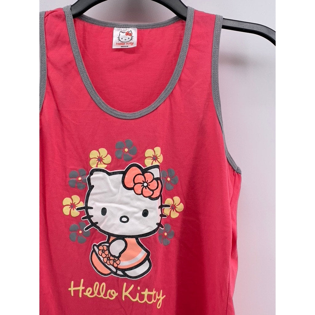HELLO KITTY Girls' Pink-Gray Graphic Tank Top SZ M