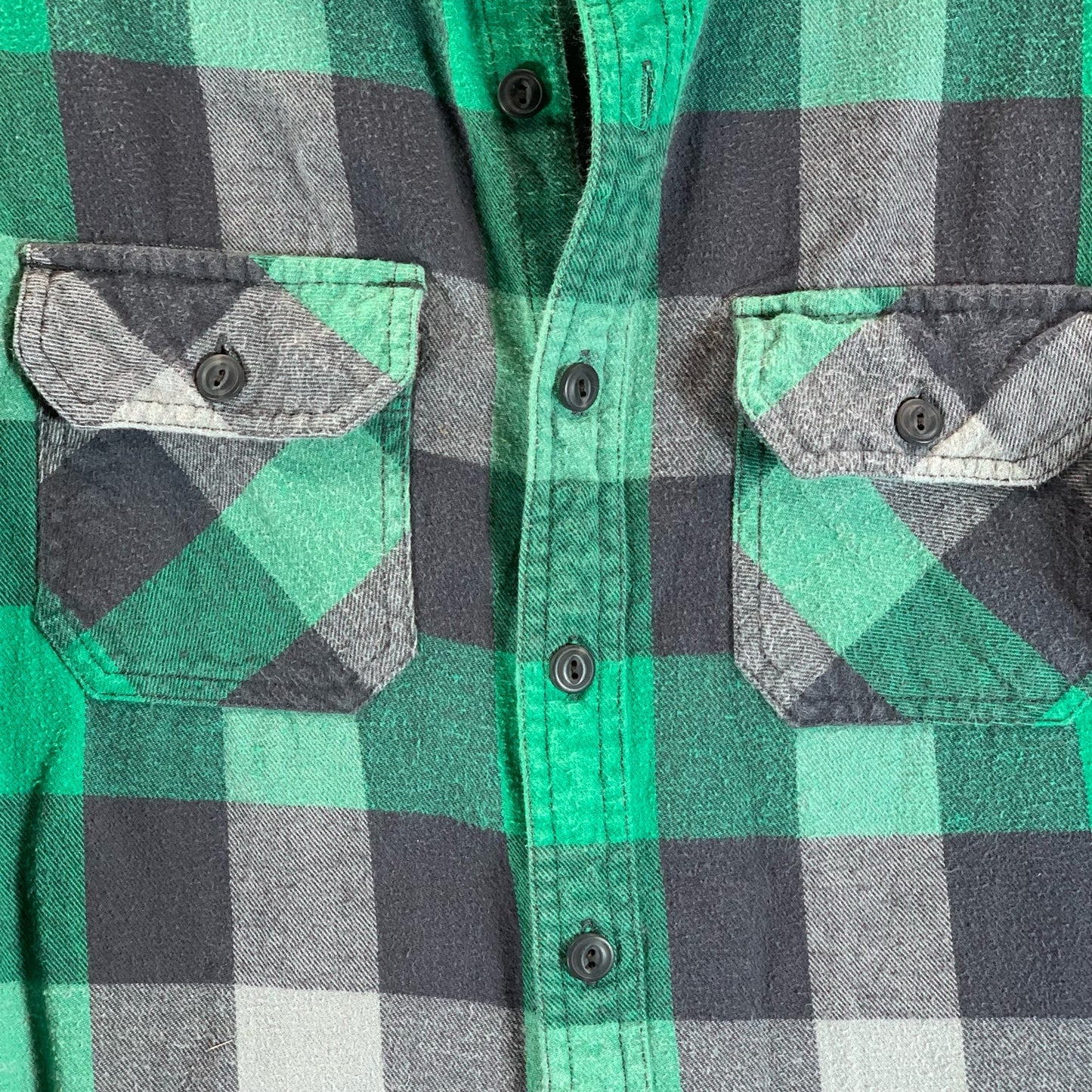 AMERICAN EAGLE Men's Green/Gray Athletic-Fit AE Flannel Button-Up Shirt SZ M