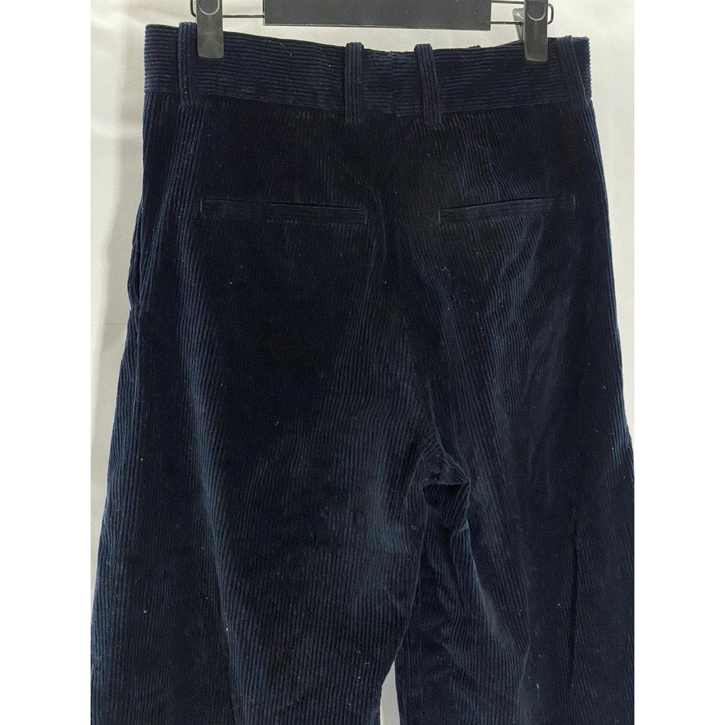 COS Women's Dark Navy Wide-Leg Corduroy Cropped Trousers SZ 2