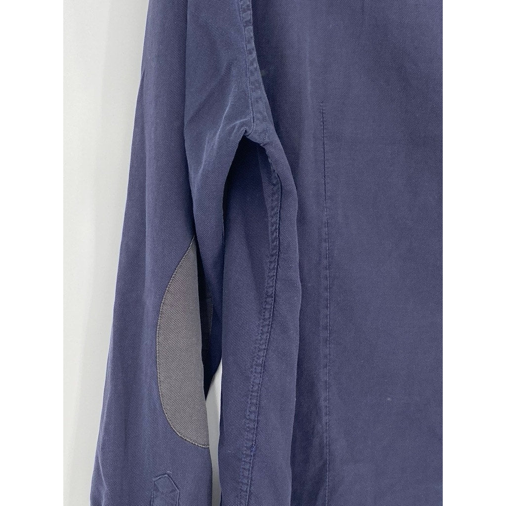 ZARA Men's Navy Blue Textured Slim-Fit Button-Up Long Sleeve Shirt SZ XL