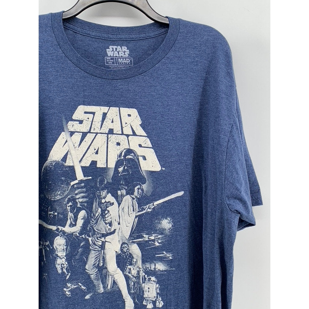 STAR WARS Men's Navy Mad Engine Graphic Crewneck Short Sleeve T-Shirt SZ 2XL