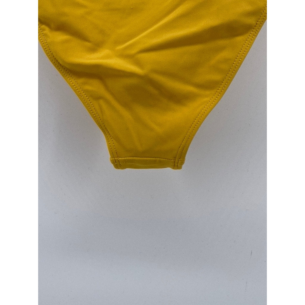 FOREVER 21 Women's Mustard Yellow Strappy Medium Coverage Bikini Bottom SZ S