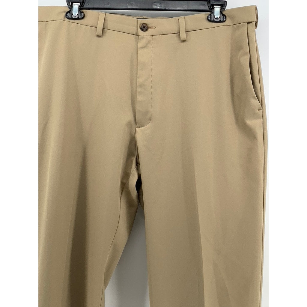 HAGGAR Men's Tan Classic-Fit Straight-Leg Pants SZ 40X32