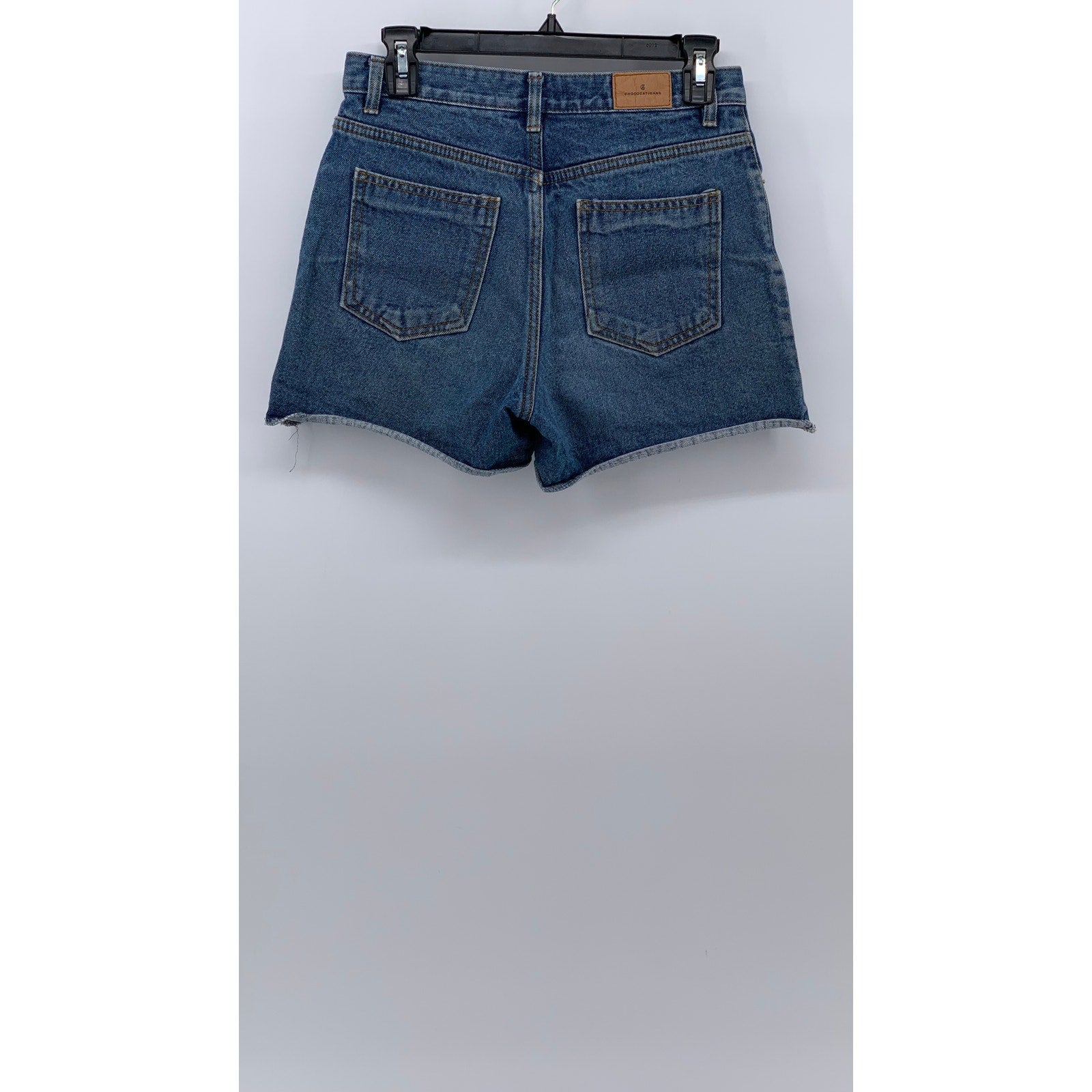 CHOCOCAT Women's Blue Denim Rolled-Hem High-Rise Shorts SZ 28(M)