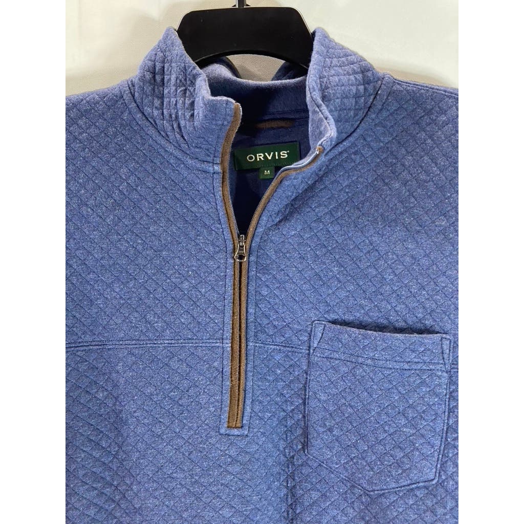 ORVIS Men's Navy Quilted Quarter-Zip Pullover Sweater SZ M