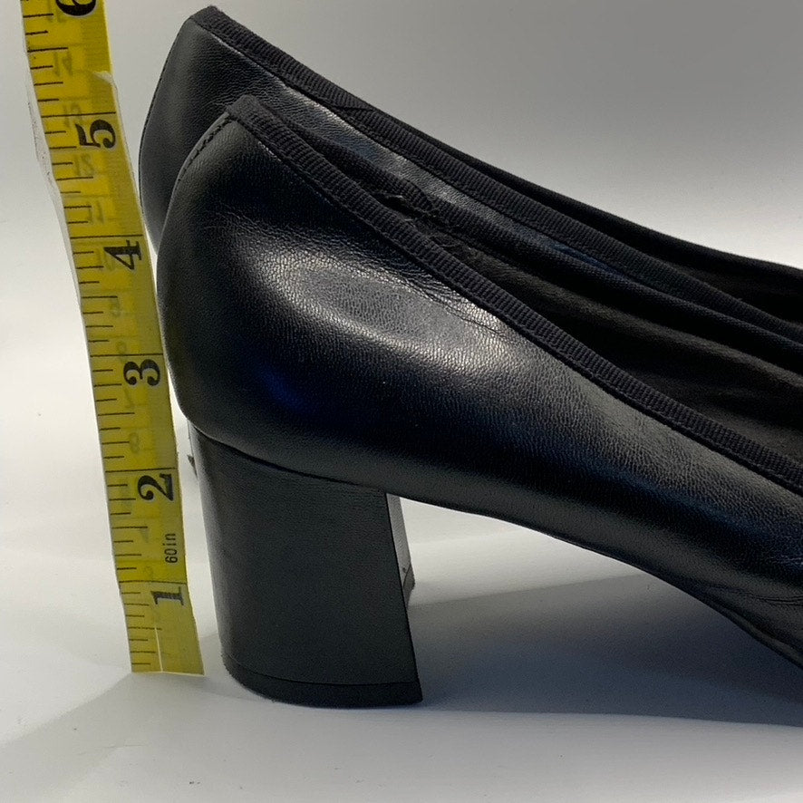 AEROSOLES Women's Black Leather Foxy Lady Round-Toe Slip-On Pumps SZ 10.5