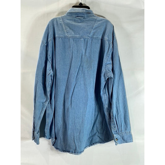 ULTRACLUB Men's Blue Cypress Denim Long Sleeve Button-Up Shirt SZ L