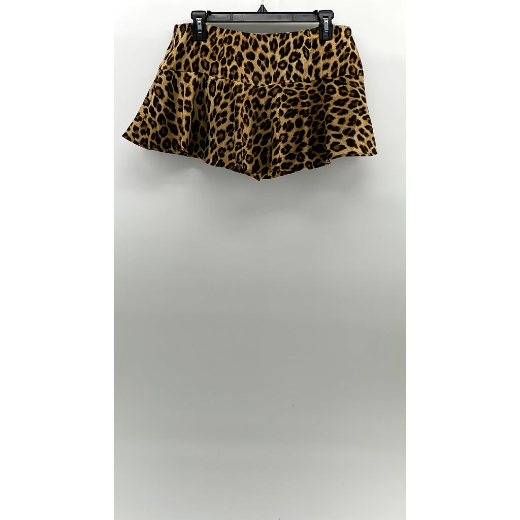 ZARA Women's Brown Leopard Print Pull-On Mini Skort SZ S