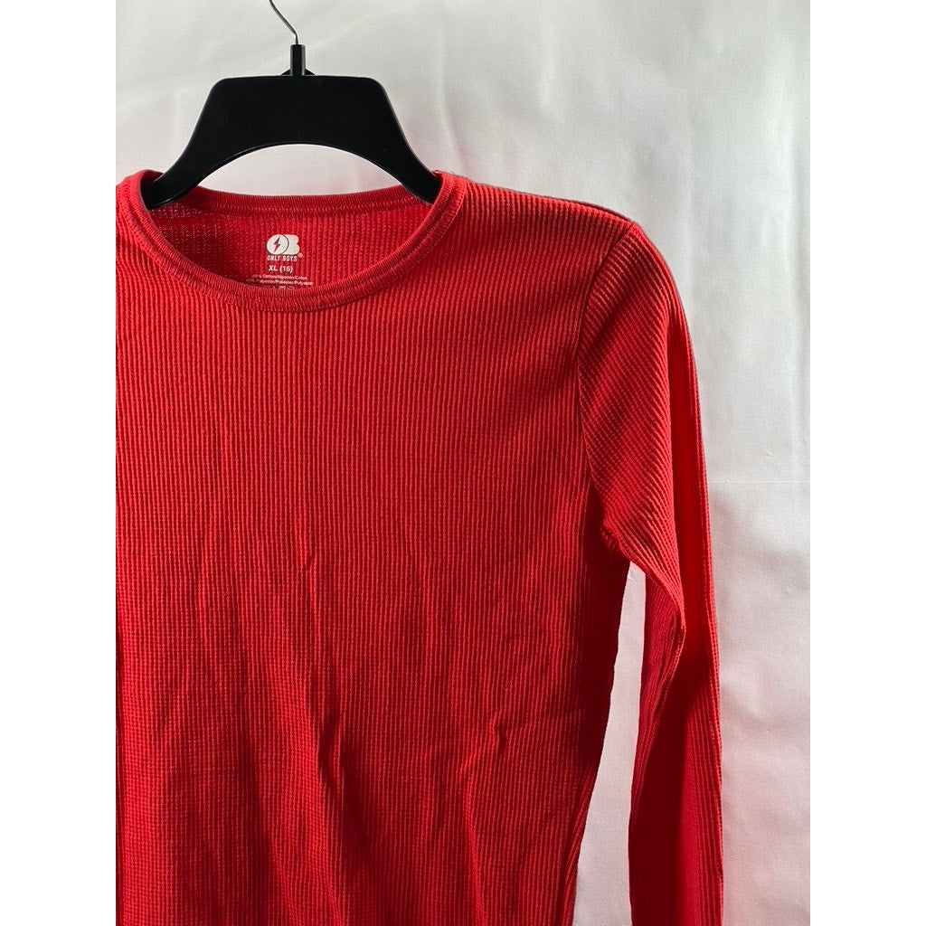 ONLY BOYS Boy's Red Crewneck Long Sleeve Thermal Shirt SZ XL(16)