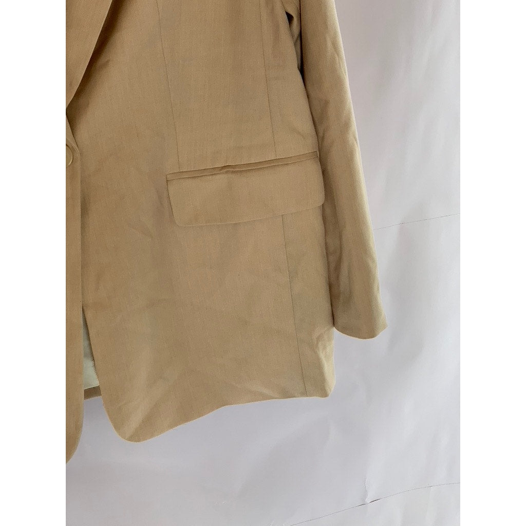 H&M Women's Tan One-Button Notch Lapel Long Sleeve Blazer SZ M