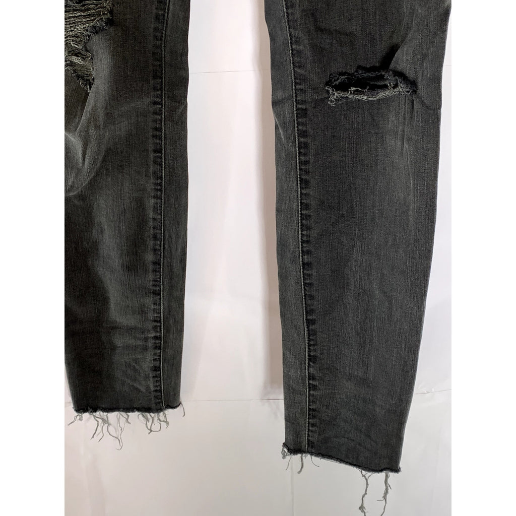 MADEWELL Women's Black 9" Mid-Rise Skinny Frayed Hem Denim Five-Pocket Jean SZ28