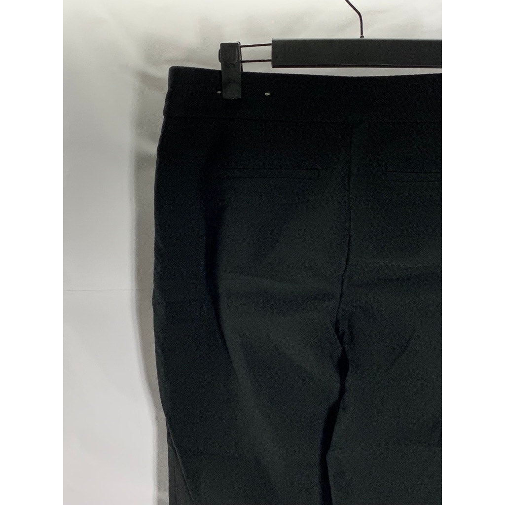 CHICO'S Women's Black Textured Brigitte Slim Cropped Pull-On Pants SZ 6