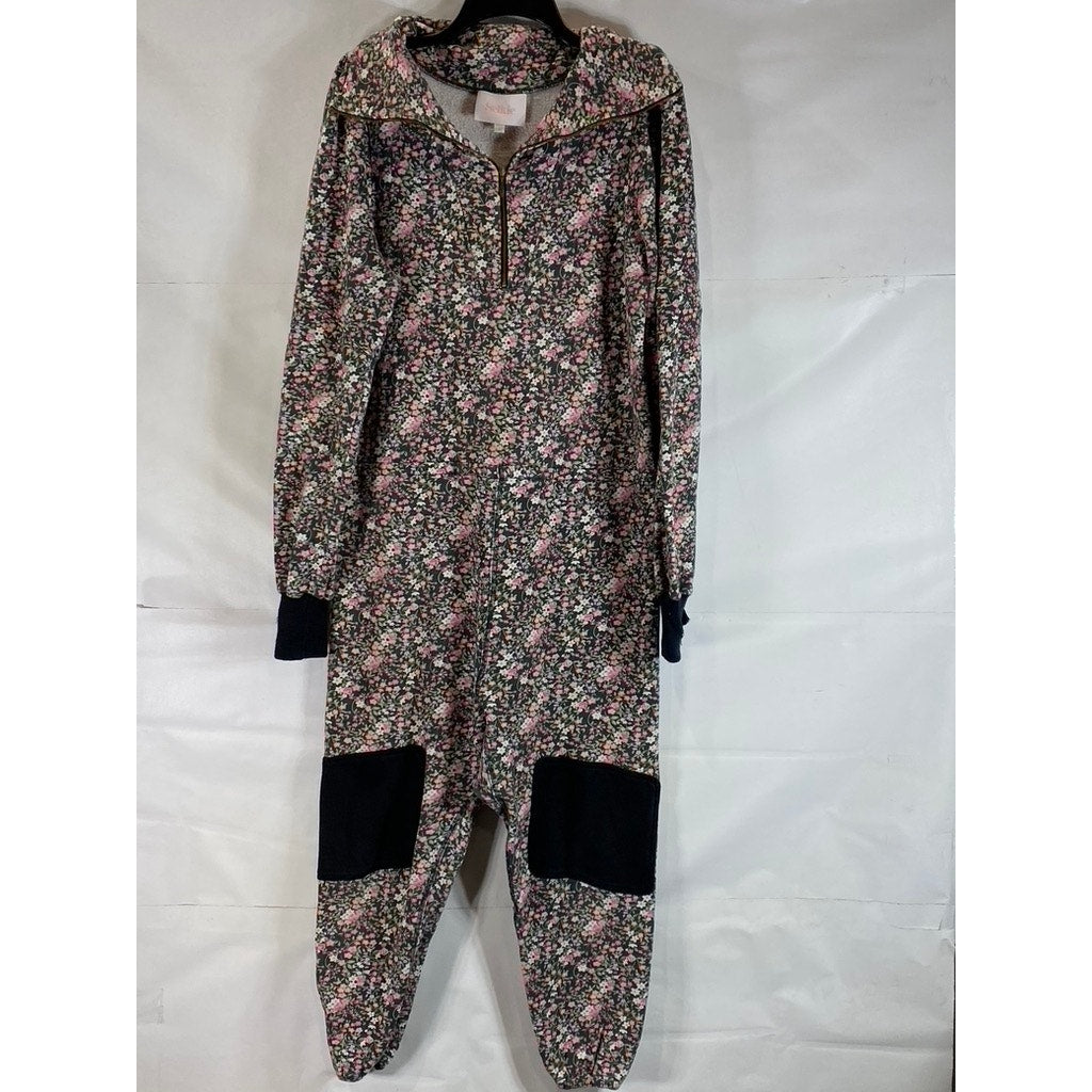 SELKIE Women's Cottage Floral All Over Long Sleeve Knee Patch Jumpsuit SZ S