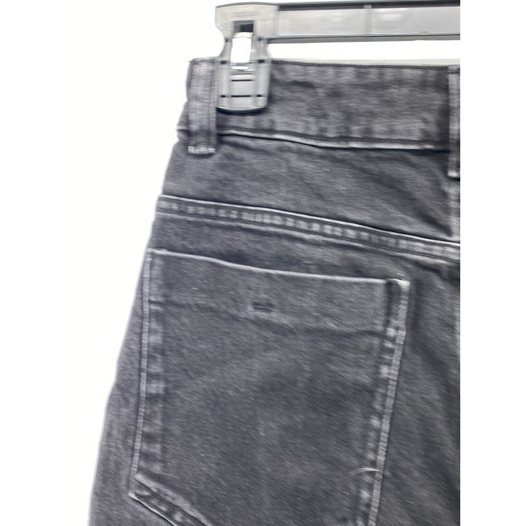 ZARA Women's Black Denim Regular-Fit Raw-Hem Cotton Shorts SZ 4