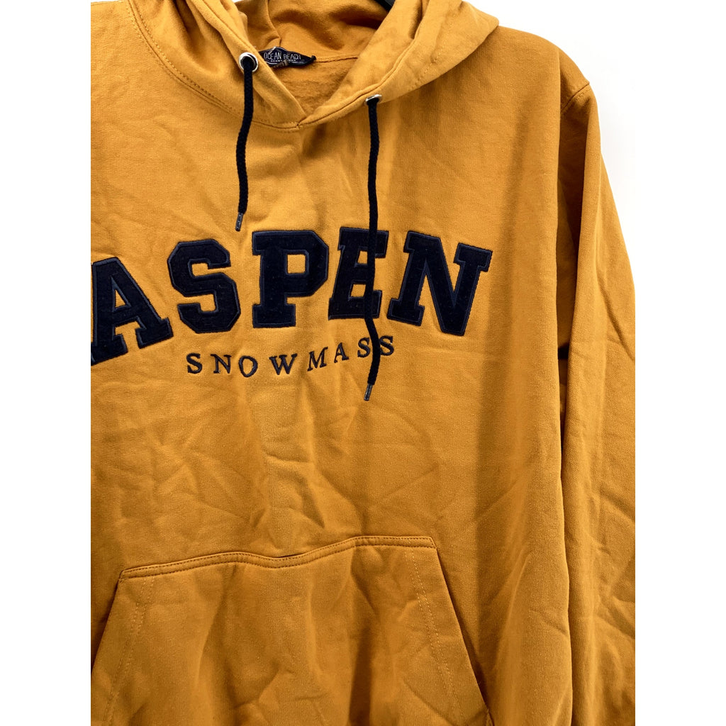 OCEAN BEACH Men's Gold Yellow Aspen Snowmass Logo Pullover Hoodie SZ M