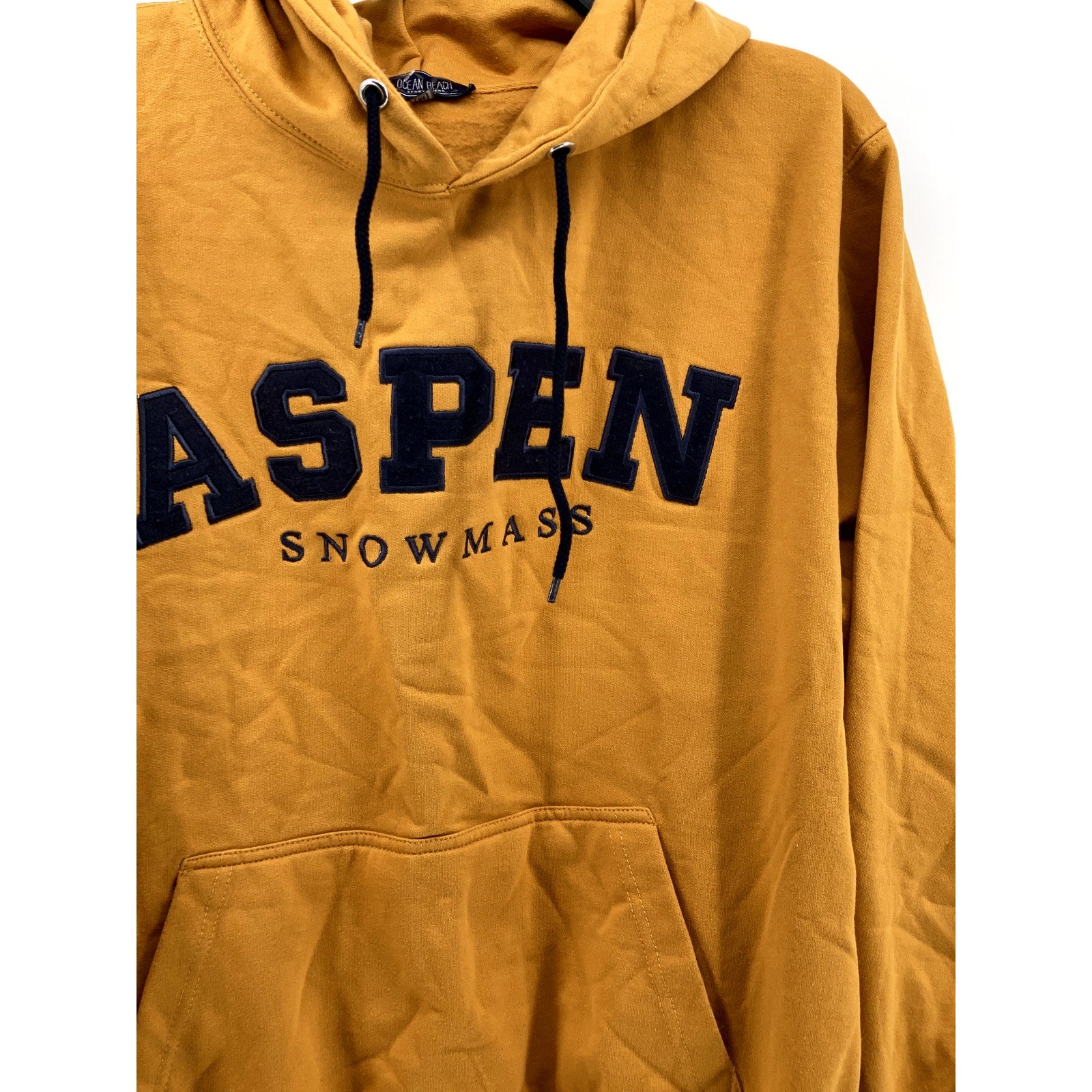 OCEAN BEACH Men's Gold Yellow Aspen Snowmass Logo Pullover Hoodie SZ M