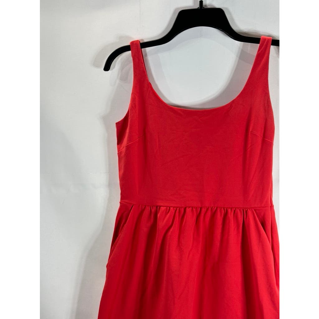 CYNTHIA ROWLEY Women's Red Scoop-Neck Sleeveless Pocket Knee Length Dress SZ 4