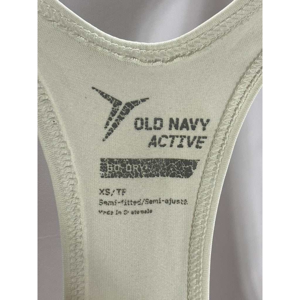OLD NAVY ACTIVE Women's White Graphic Scoop-Neck Go-Dry Racerback Tank Top SZ XS