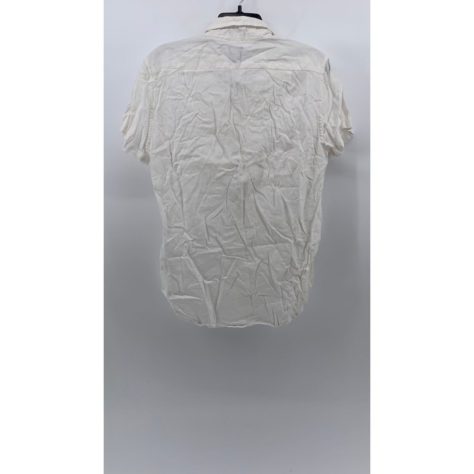 J.CREW Men's White Linen Blend Button-Up Short Sleeve Slim-Fit Shirt SZ S