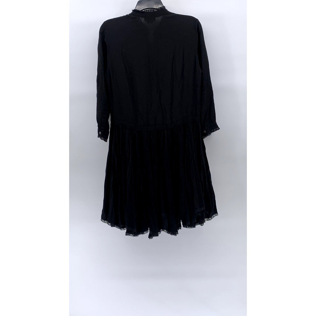 ZADIG  & VOLTAIRE Women's Black Ruffle-Trim Long Sleeve Prairie Knee Dress SZ XS