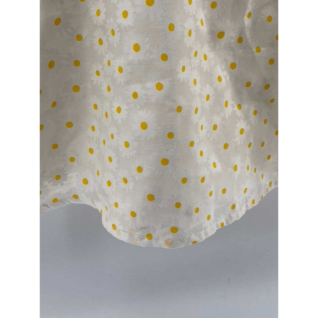 FOREVER 21 Women's White-Yellow Daisy Print Short Puff Sleeve Mini Dress SZ S
