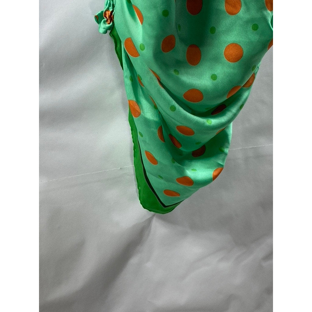 UNBRANDED Women's Green-Orange Dot Print Handkerchief Crop Tank Top SZ S