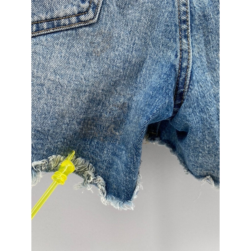 BANANA REPUBLIC Women’s Blue Medium Wash Denim Distressed High-Rise Shorts SZ 30