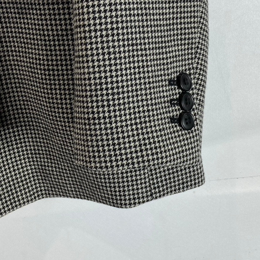 UNIQLO Women's Dark Grey Houndstooth Double Breasted Notch Lapel Blazer SZ XL