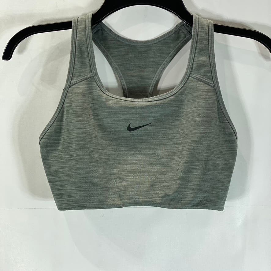 NIKE Women’s Smokegrey Swoosh Dri-FIT Racerback Sports Bra SZ M