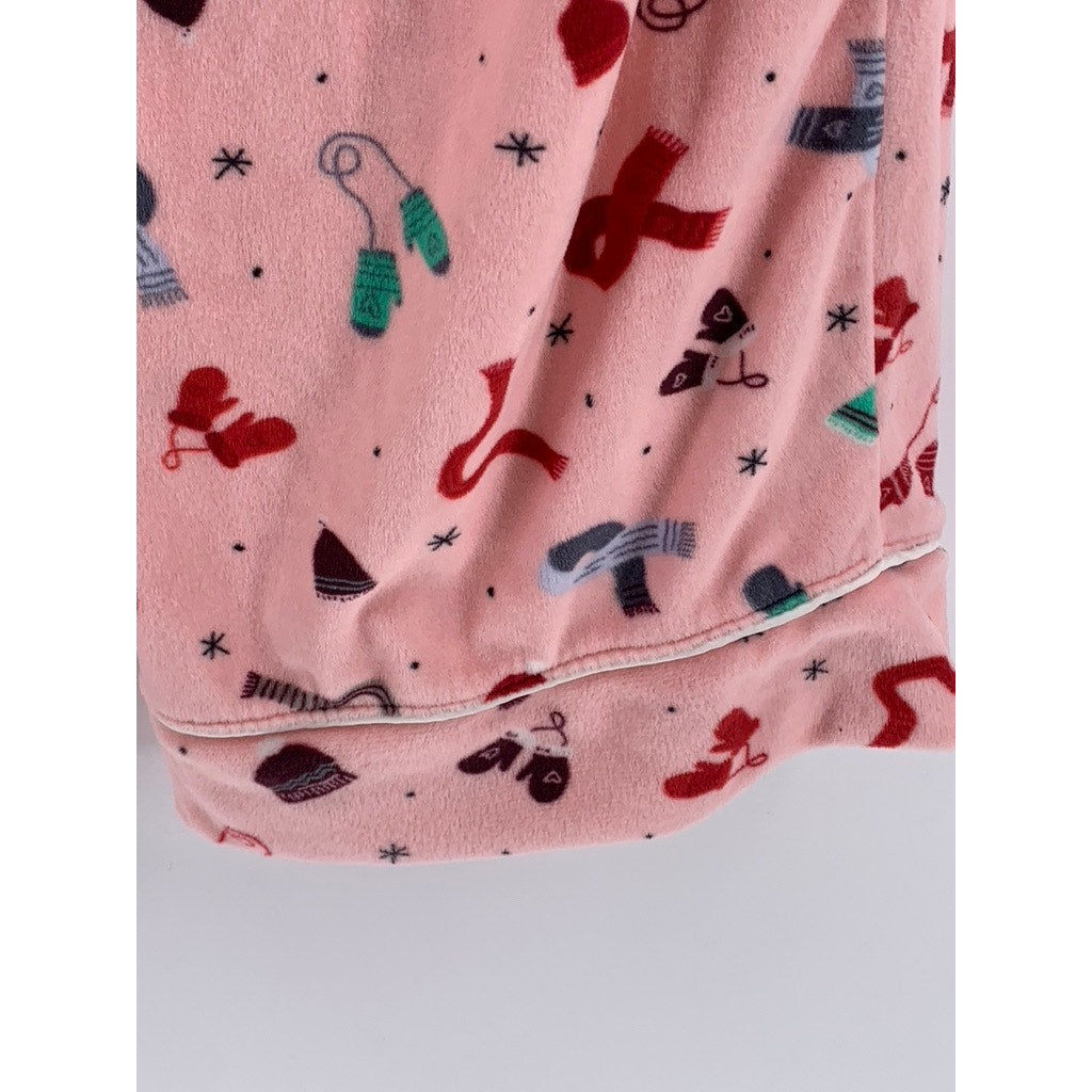 JOYSPUN Women's Pink Christmas Print Fleece Pajama Pants SZ S