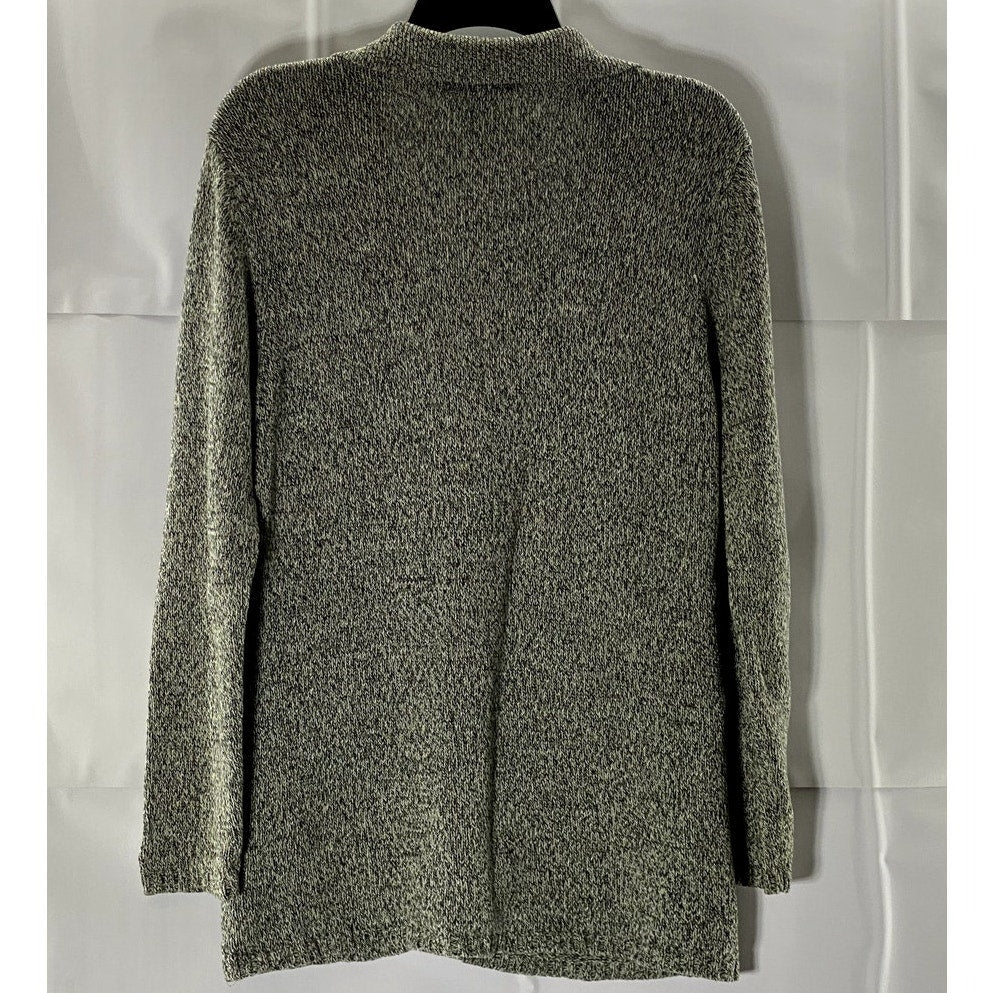 JEANNE PIERRE Women's Gray Marled Knit Notch Collar Button-Up Cardigan SZ M