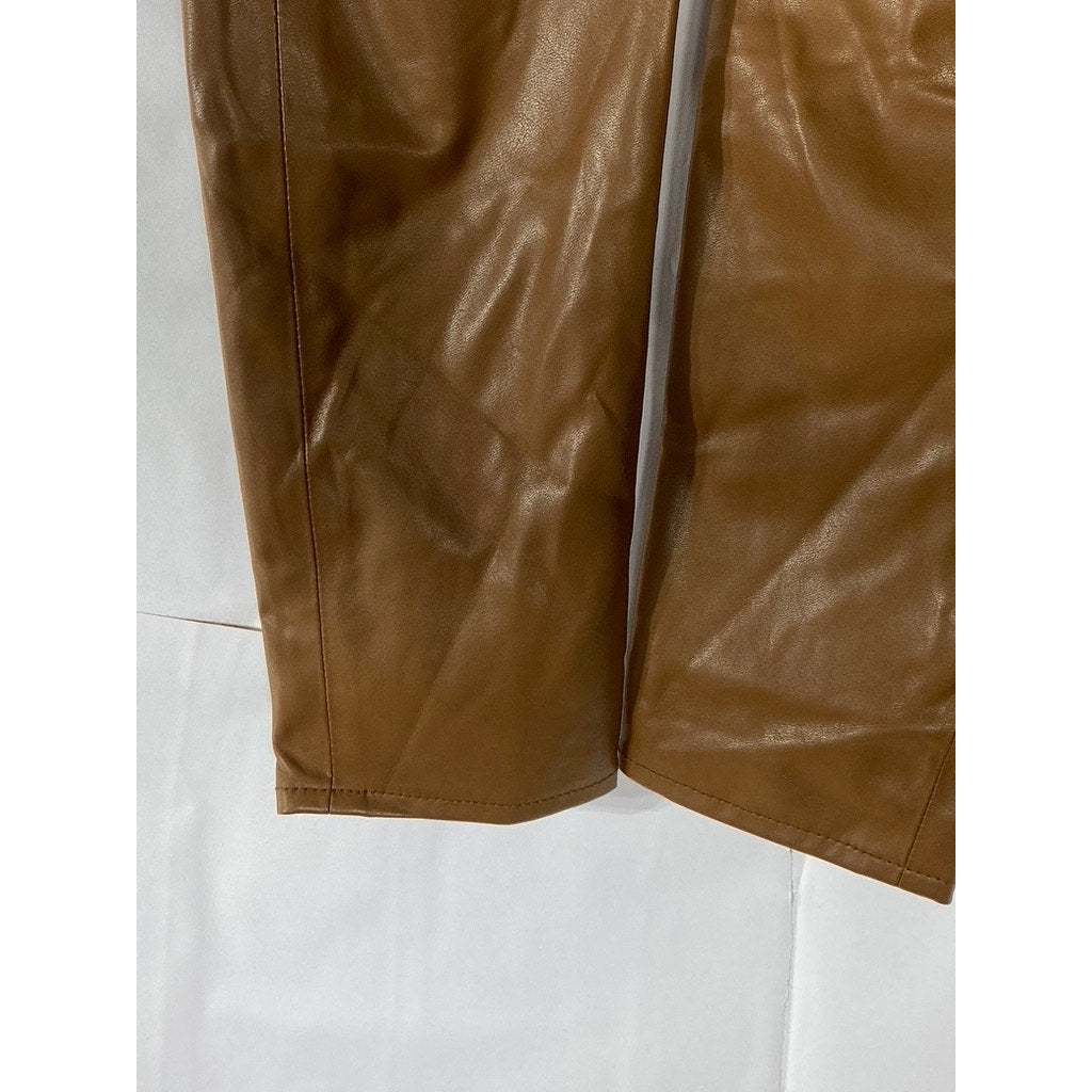 RAG & BONE Women’s Camel Brown Faux-Leather Nina Skinny Pull-On Pant SZ S