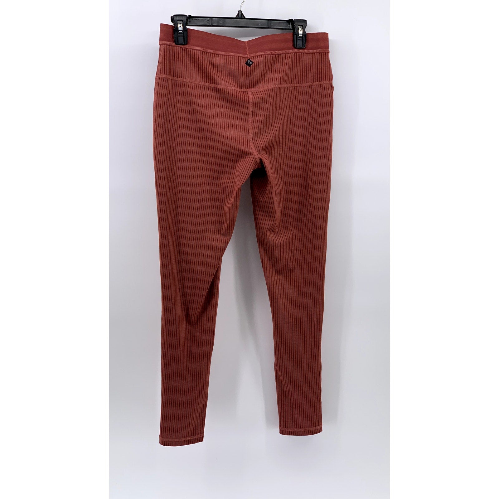 PRANA Women's Orange Ribbed Elastic-Waist Pull-On Leggings SZ L