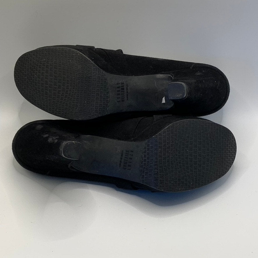 STUART WEITZMAN Women's Black Suede Criss-Cross Round-Toe Pumps SZ 6.5