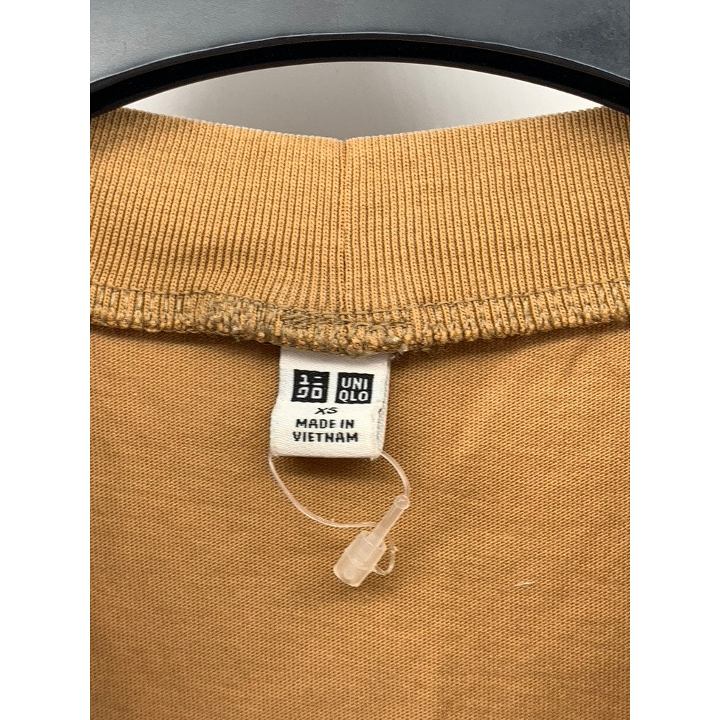 UNIQLO Women's Camel Brown Solid Crewneck Short Sleeve Oversized Crop Top SZ XS