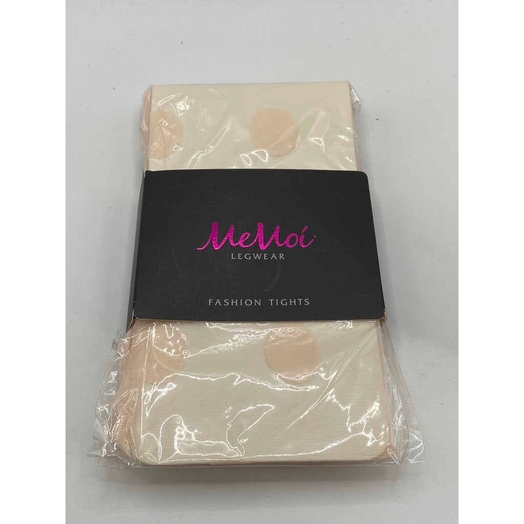 MEMOI Women's Scallop Shell Beige Super Dots Sheer Pull-On Tights SZ M/L
