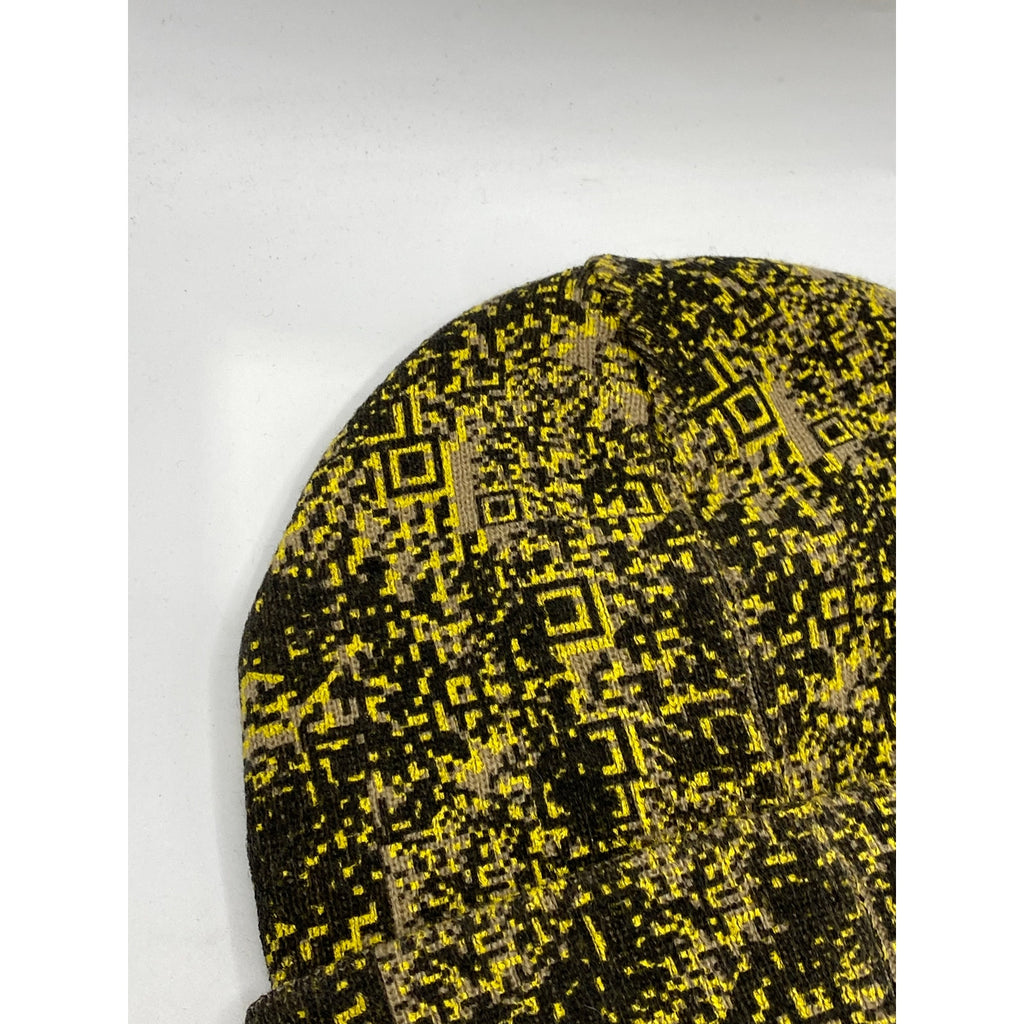 LQQK STUDIO Men's Black-Yellow Digi Camo QR Cuffed Fleece Line Beanie SZ OS