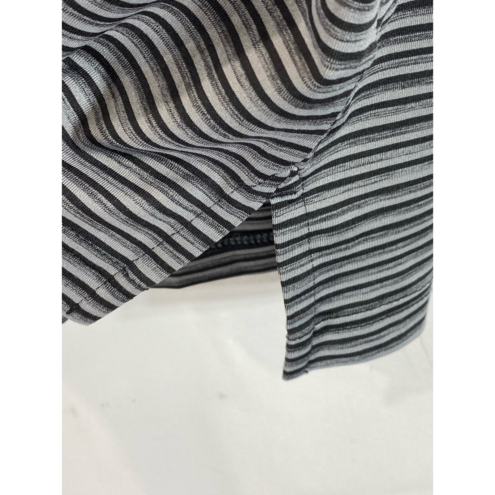 ADIDAS Men's Black/White Striped Regular-Fit Spread Collar Golf Polo SZ M