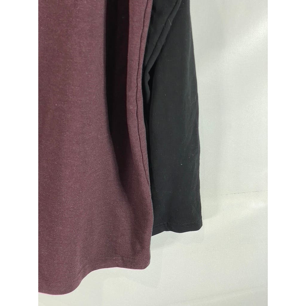 ORVIS Men's Burgundy/Black Crewneck Colorblock Raglan Long Sleeve T-Shirt SZ L